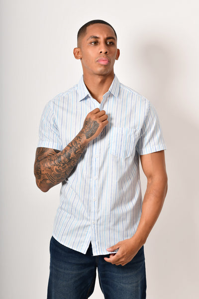 Camisa manga corta - blanca azul