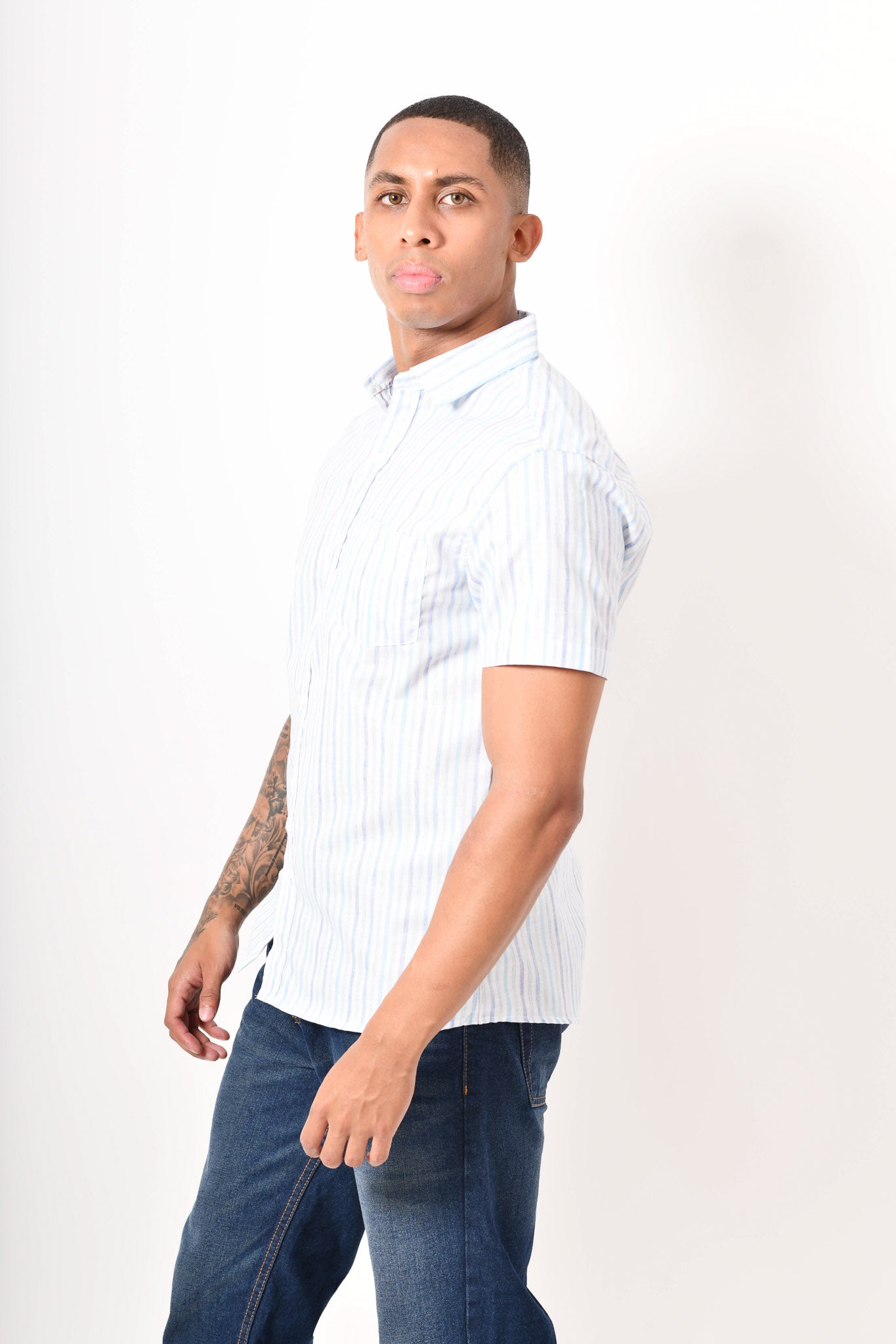 Camisa manga corta - blanca azul