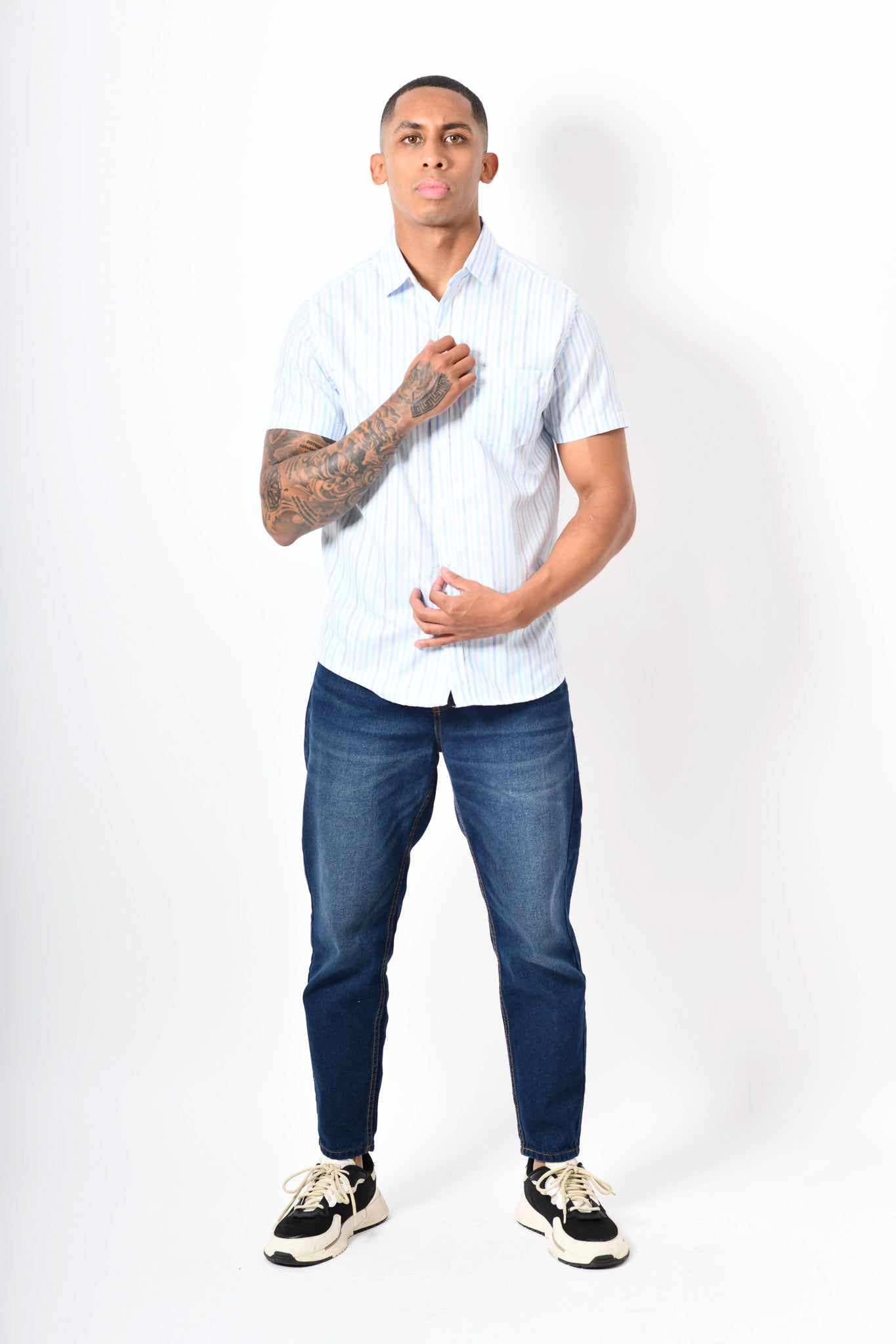 Camisa manga corta - blanca azul