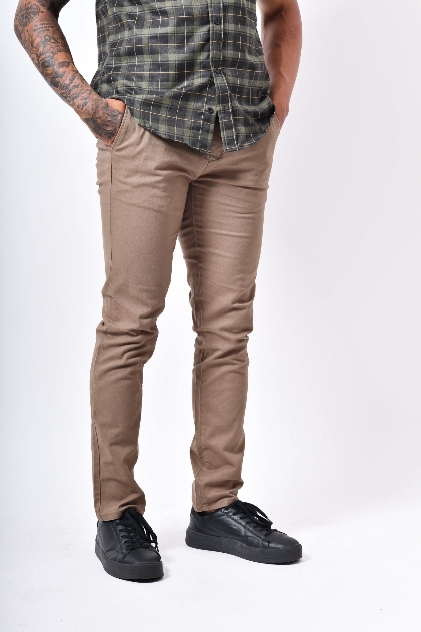 Pantalón  de gabardina skinny - kaki