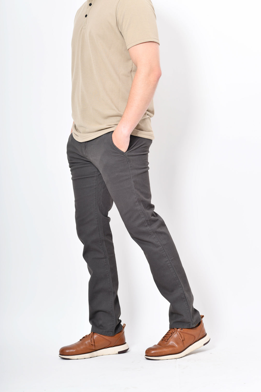 Pantalón de Gabardina Recto Gris Oxford - Main Image