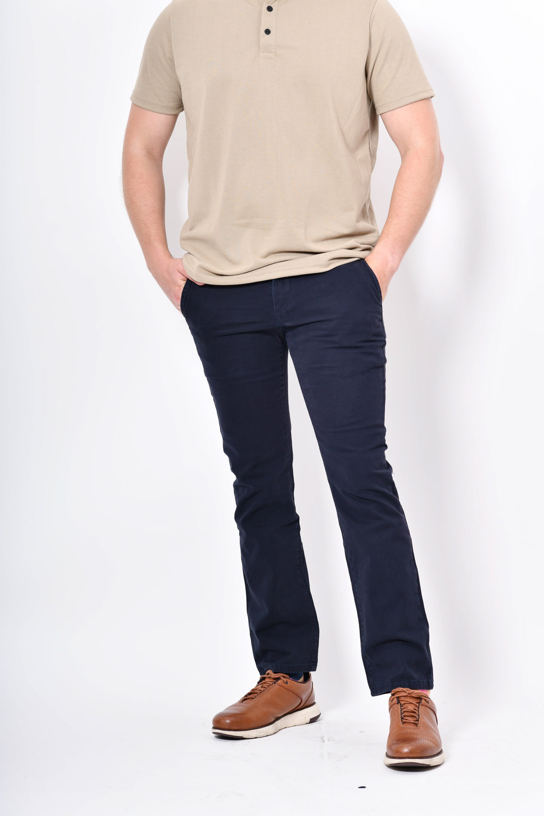 Pantalón de Gabardina Recto Azul Marino - Main Image