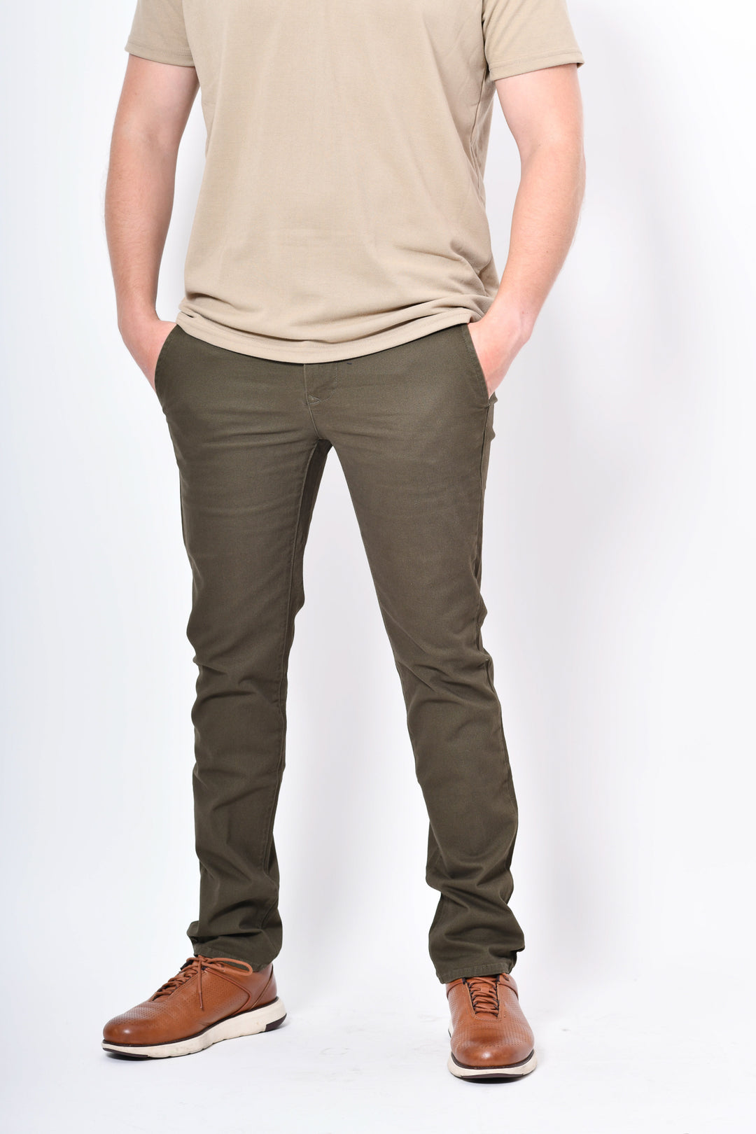 Pantalón de Gabardina Recto Verde Olivo