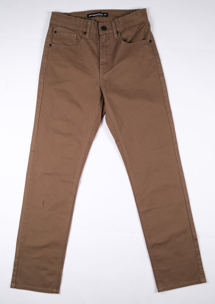 Pantalón de Gabardina - 5 pocket Slim - Tabaco