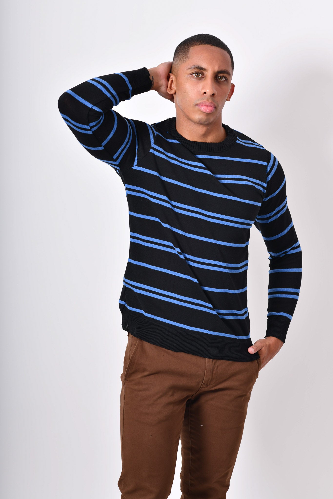 Sueter premium tejido - negro azul