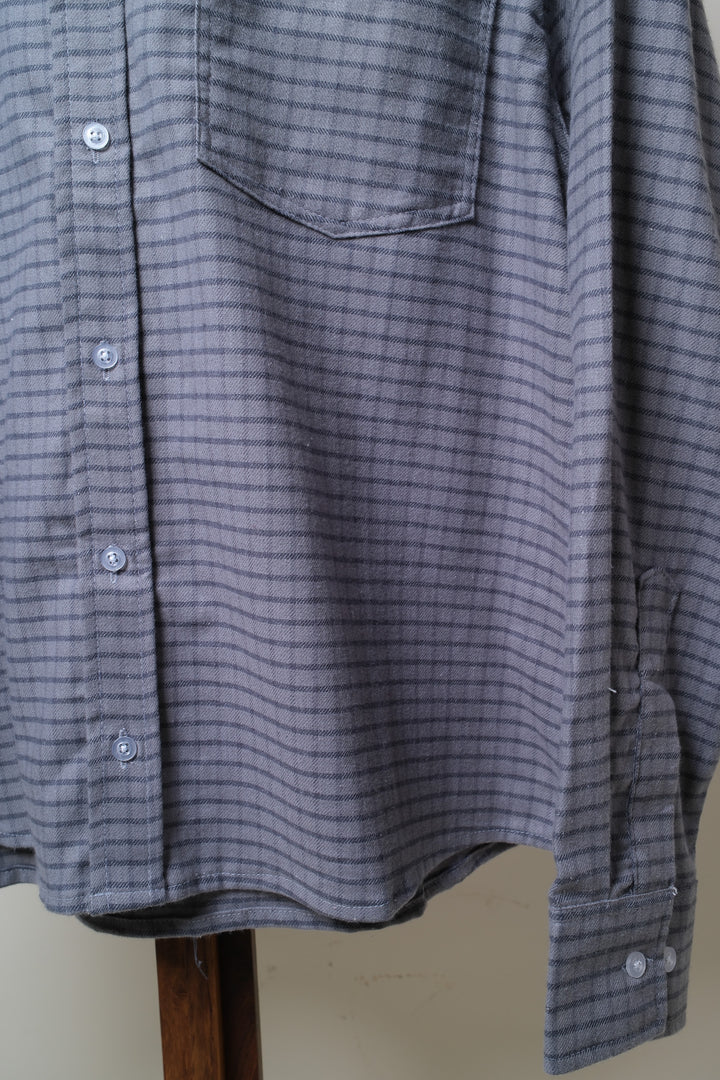 Camisa manga larga cuello normal - cuadros grises