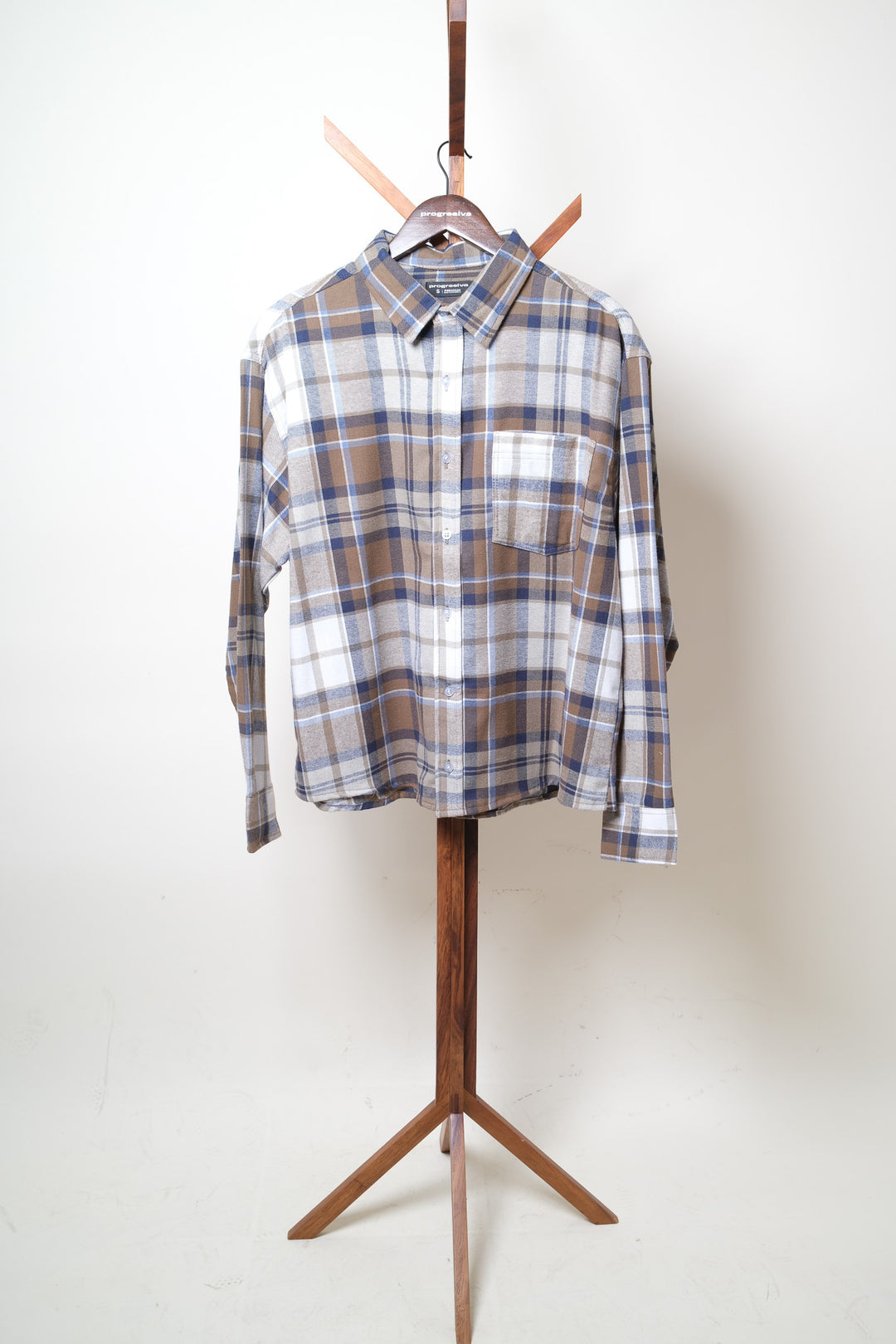 Camisa manga larga cuello normal - cuadros verde