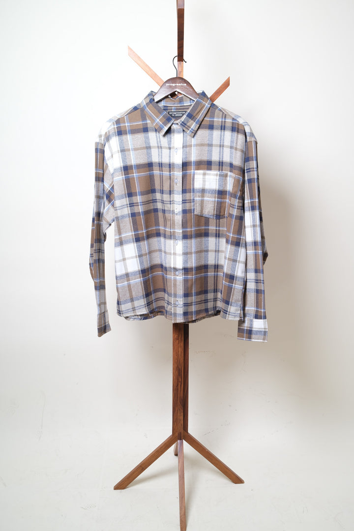 Camisa manga larga cuello normal - cuadros verde