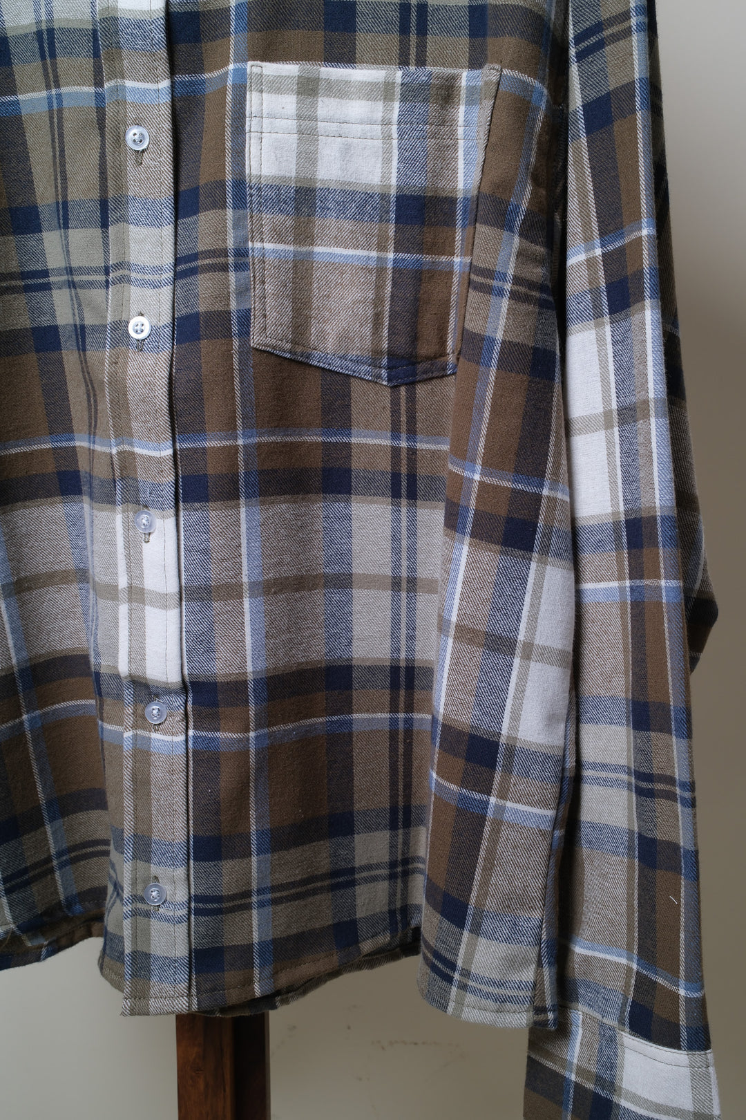 Camisa manga larga cuello normal - cuadros verde
