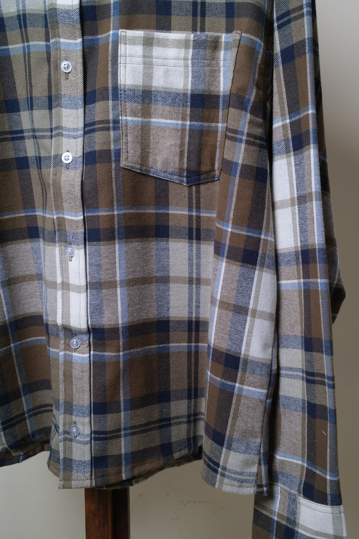 Camisa manga larga cuello normal - cuadros verde