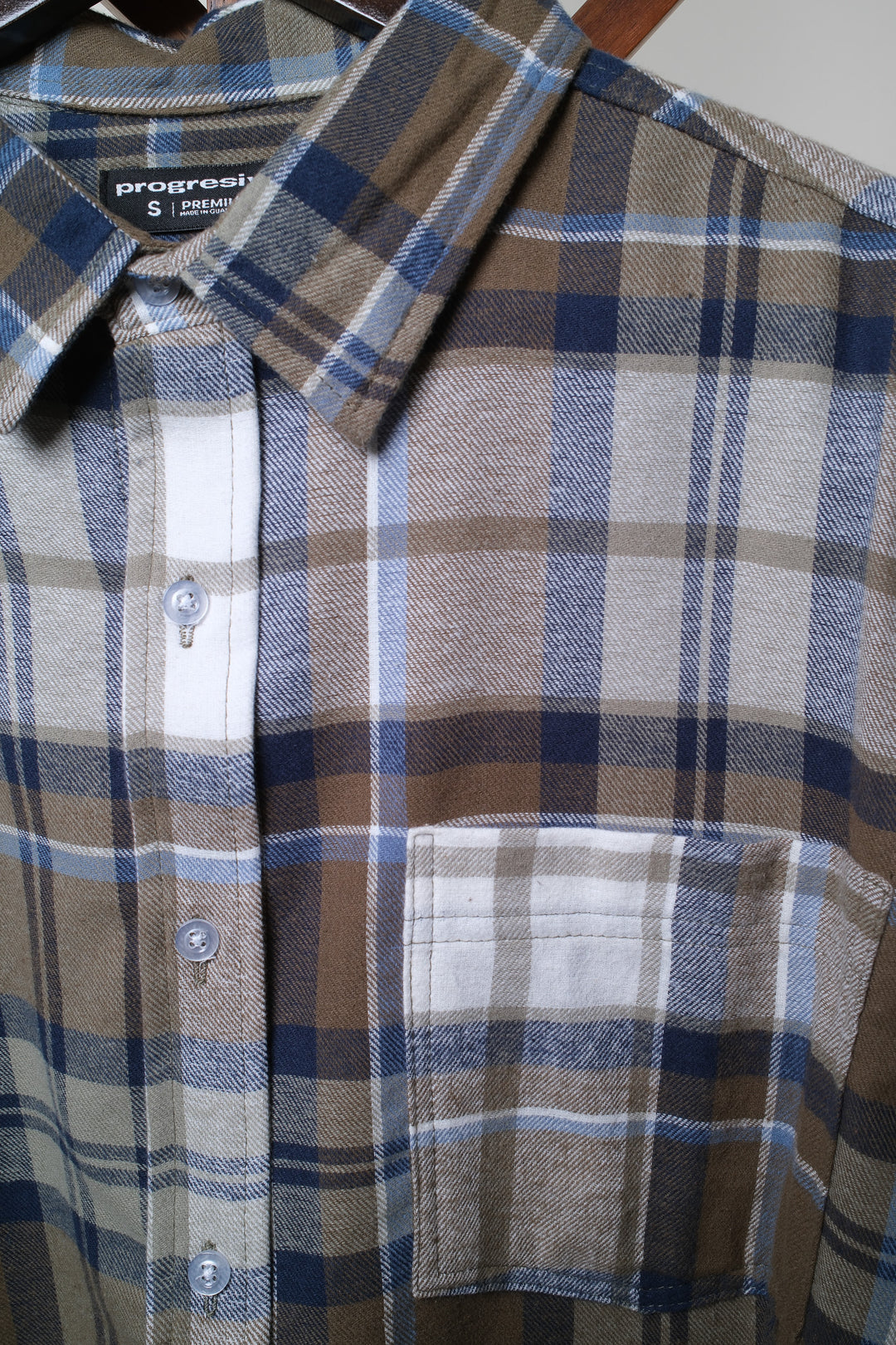 Camisa manga larga cuello normal - cuadros verde