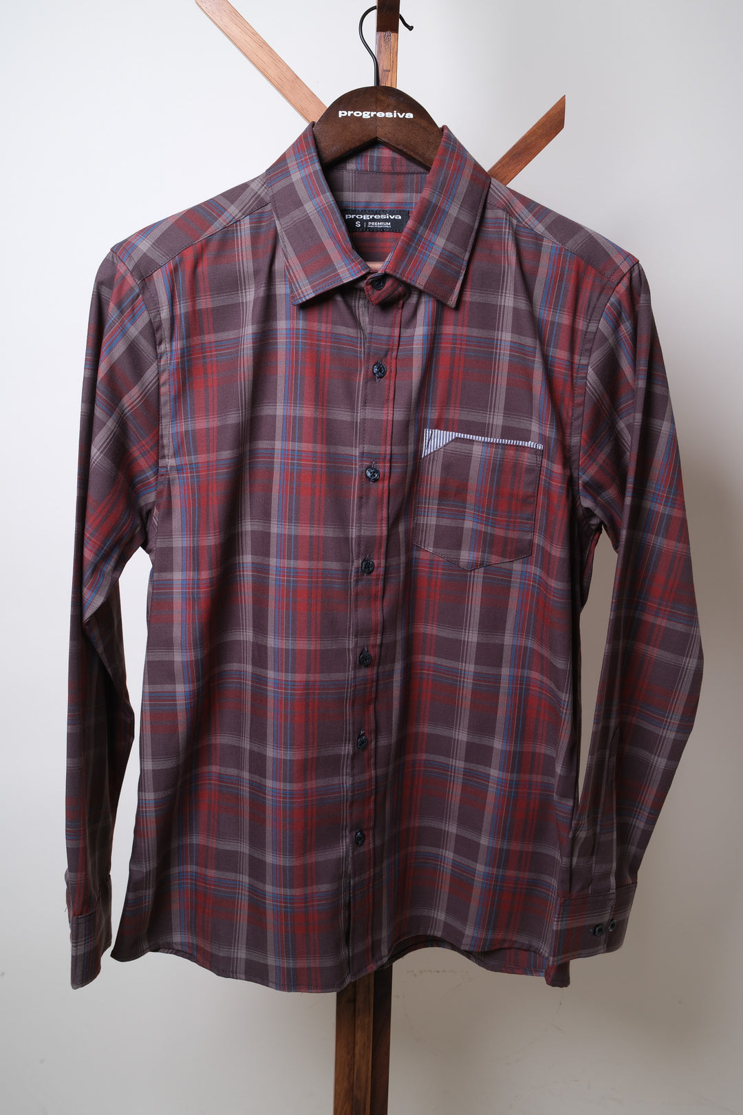 Camisa manga larga cuello normal - corinta cuadros rojos