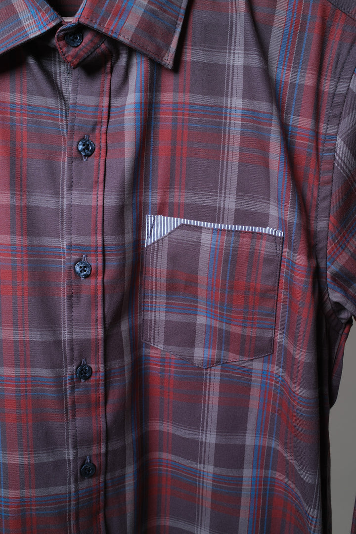 Camisa manga larga cuello normal - corinta cuadros rojos