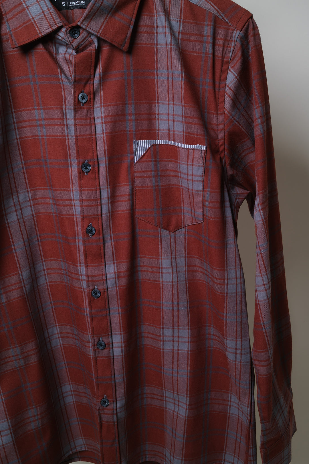 Camisa manga larga cuello normal - corinta cuadros celeste