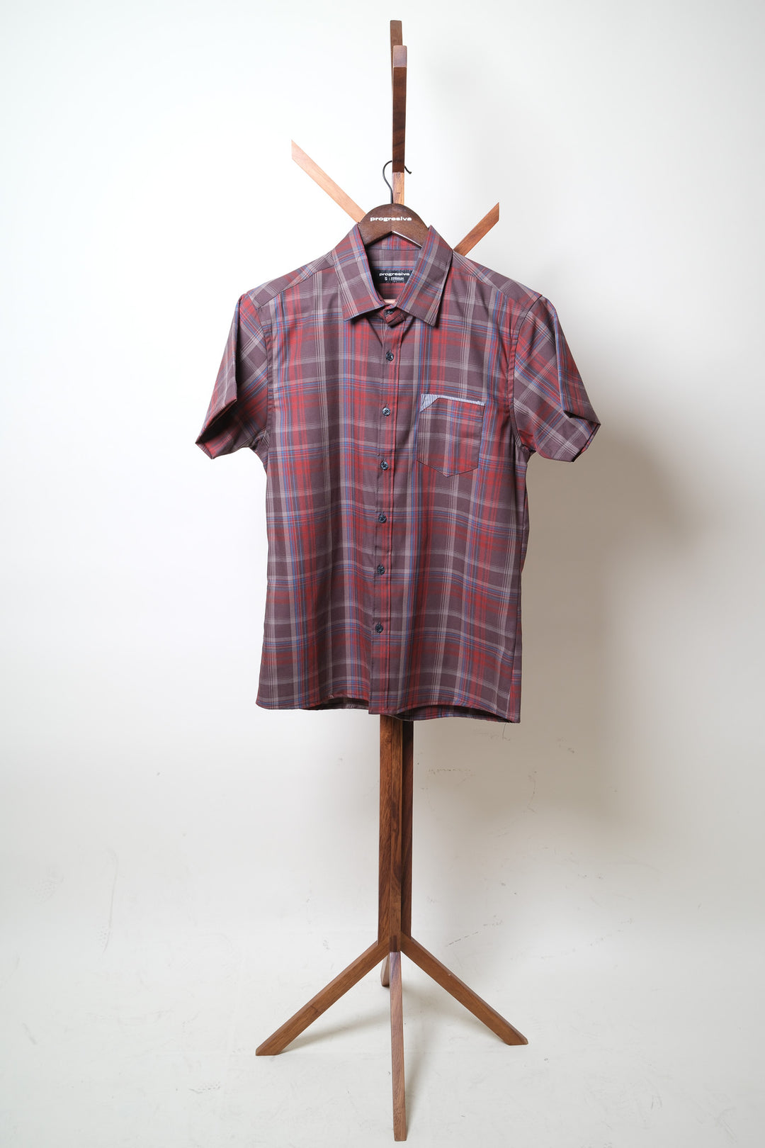 Camisa manga corta cuello normal - corinta cuadros rojos