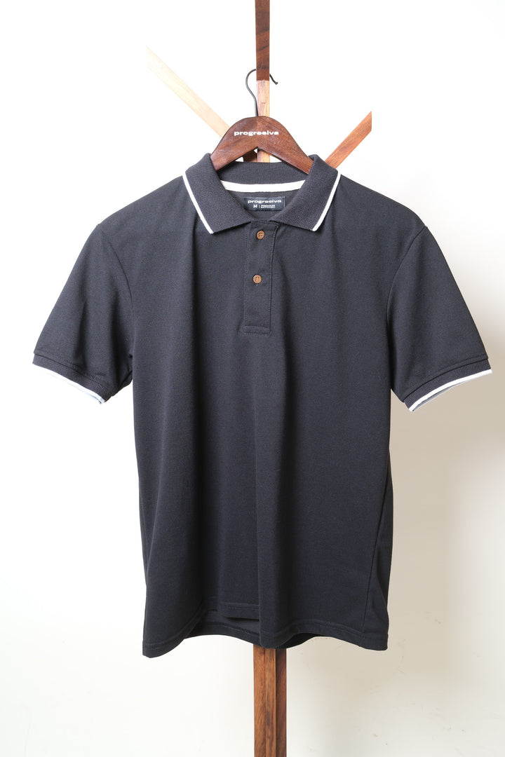 Playera Tipo Polo - negro