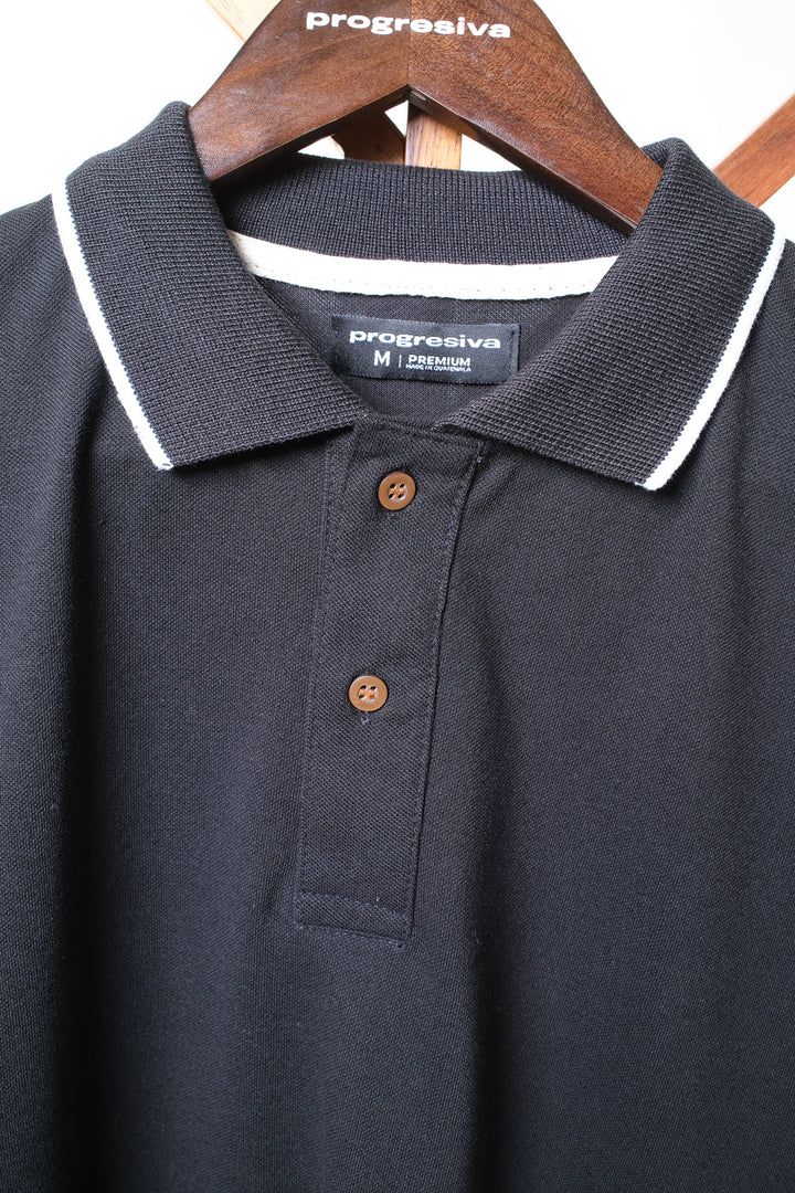 Playera Tipo Polo - negro
