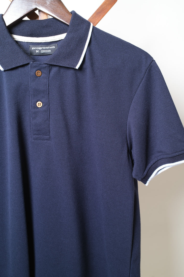Playera Tipo Polo - azul