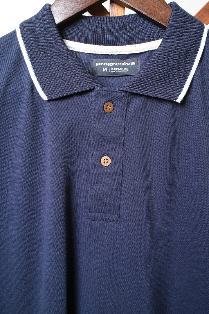 Playera Tipo Polo - azul