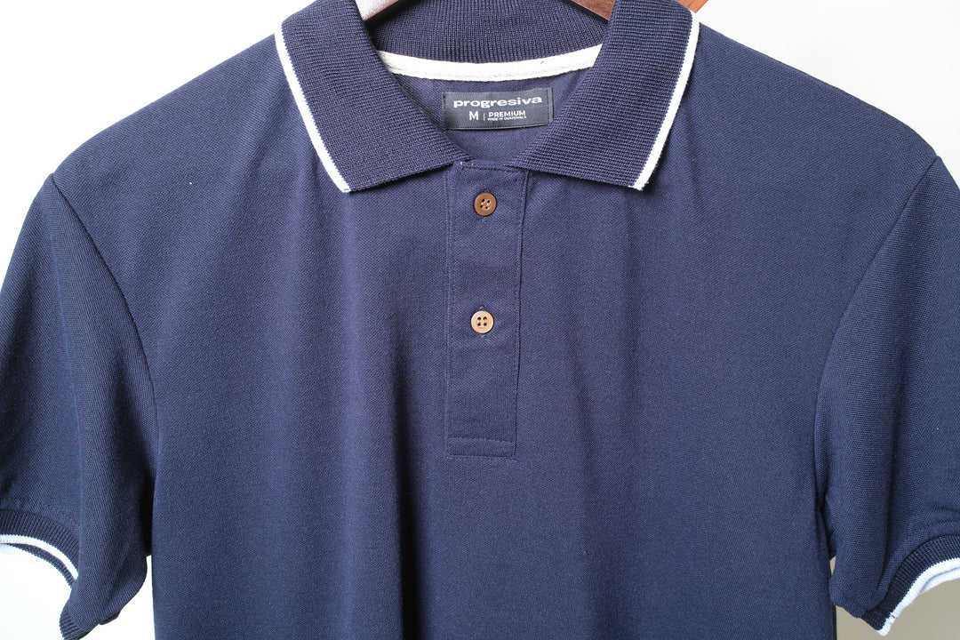 Playera Tipo Polo - azul
