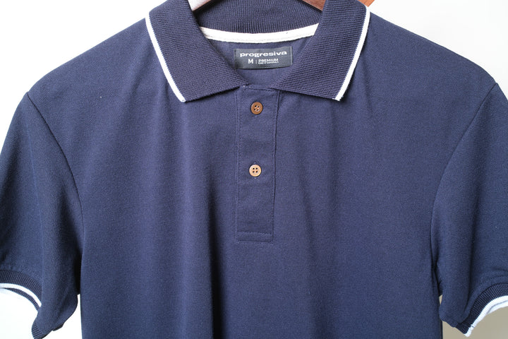 Playera Tipo Polo - azul