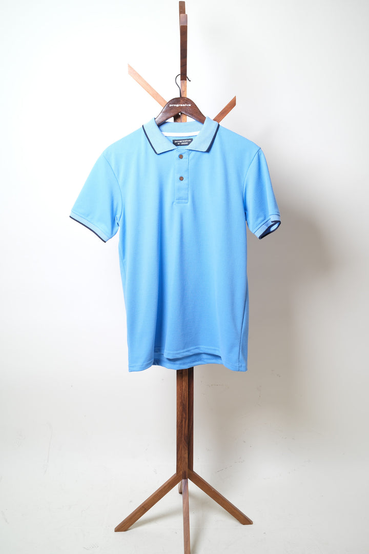 Playera Tipo Polo - celeste