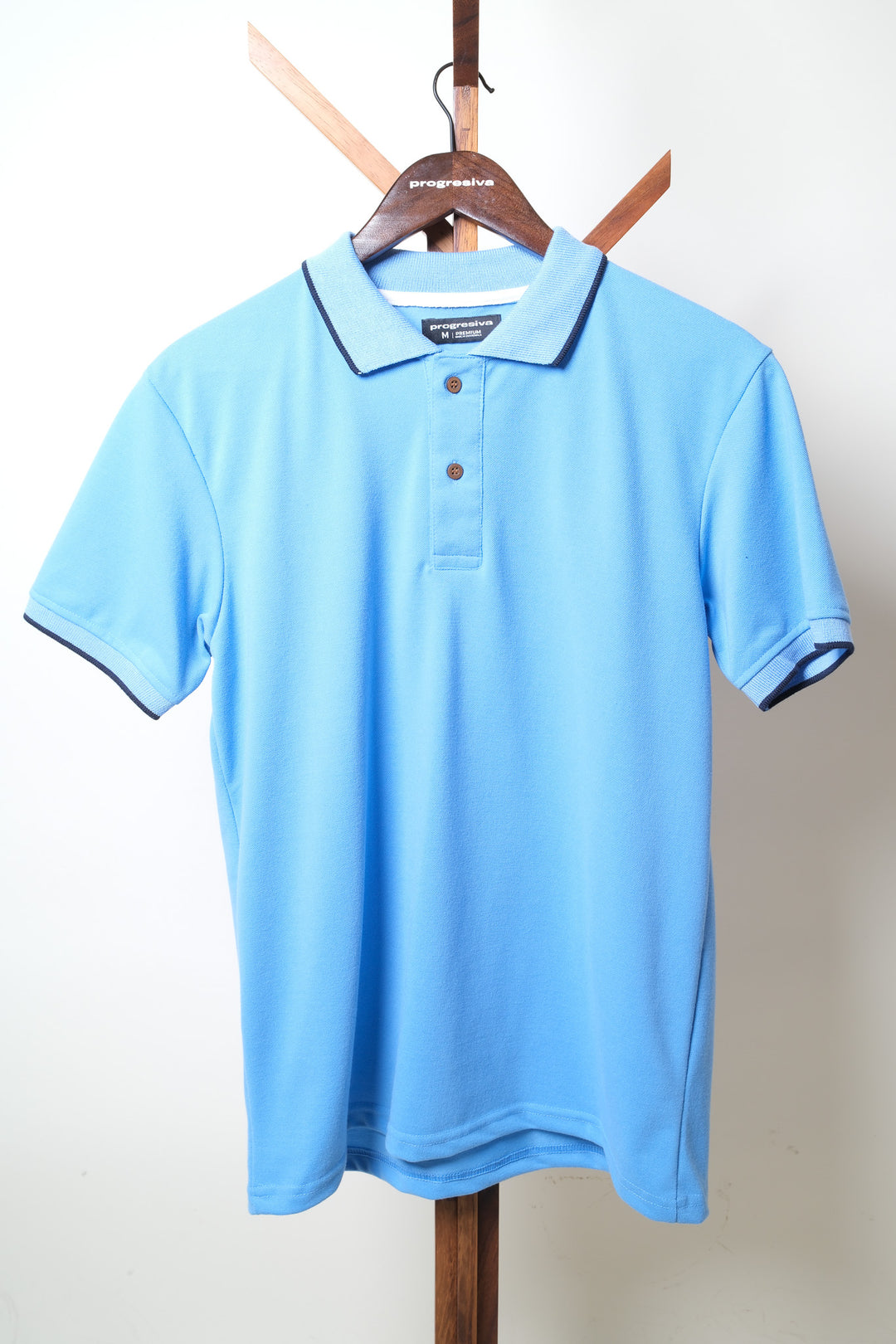 Playera Tipo Polo - celeste
