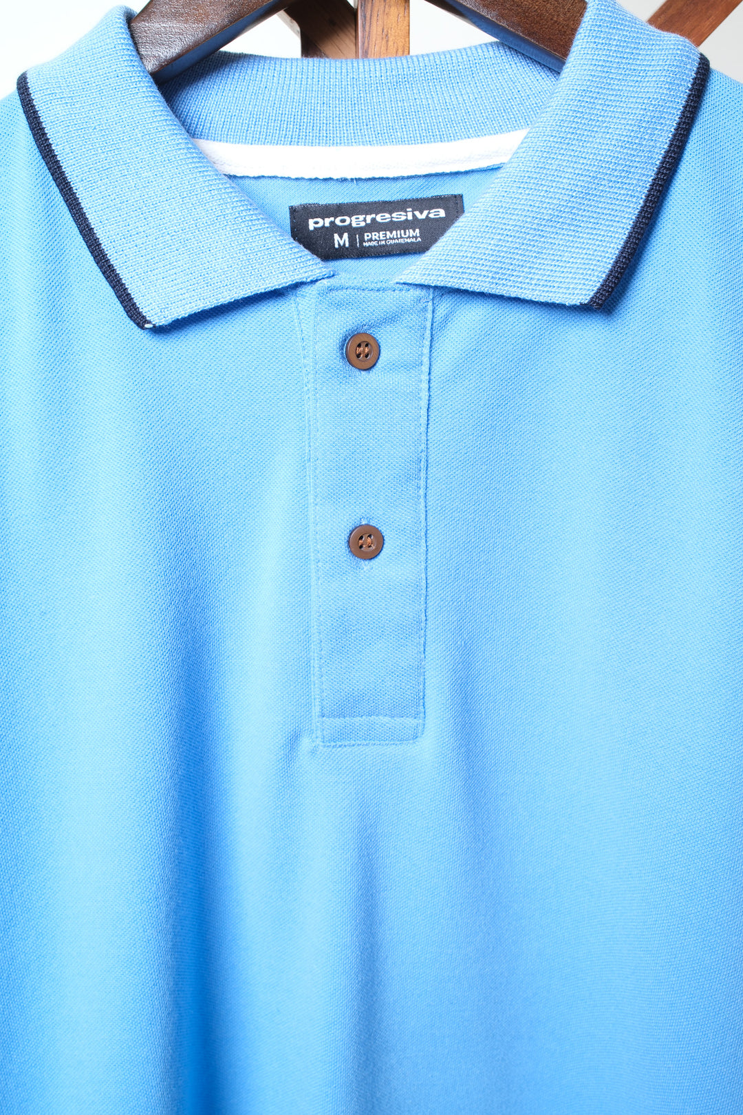 Playera Tipo Polo - celeste