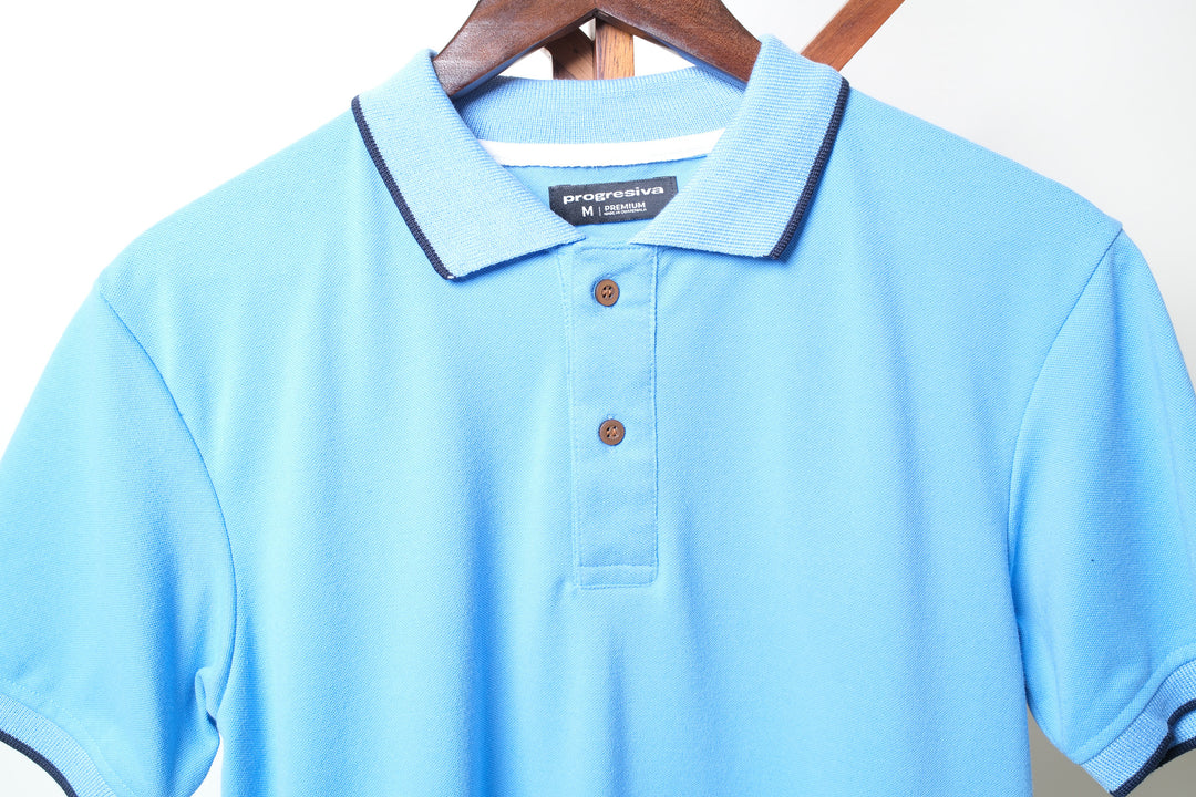 Playera Tipo Polo - celeste
