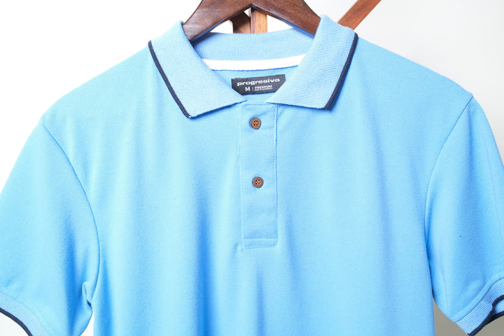 Playera Tipo Polo - celeste