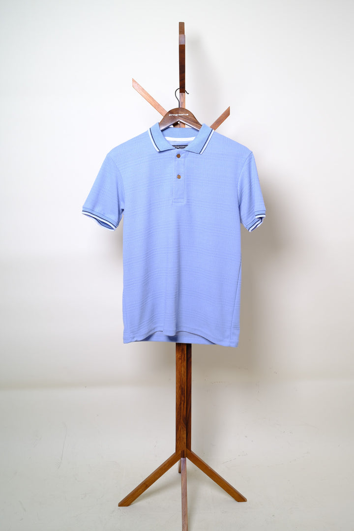 Playera Tipo Polo - azul claro