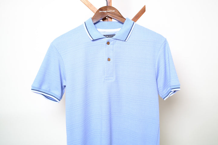 Playera Tipo Polo - azul claro