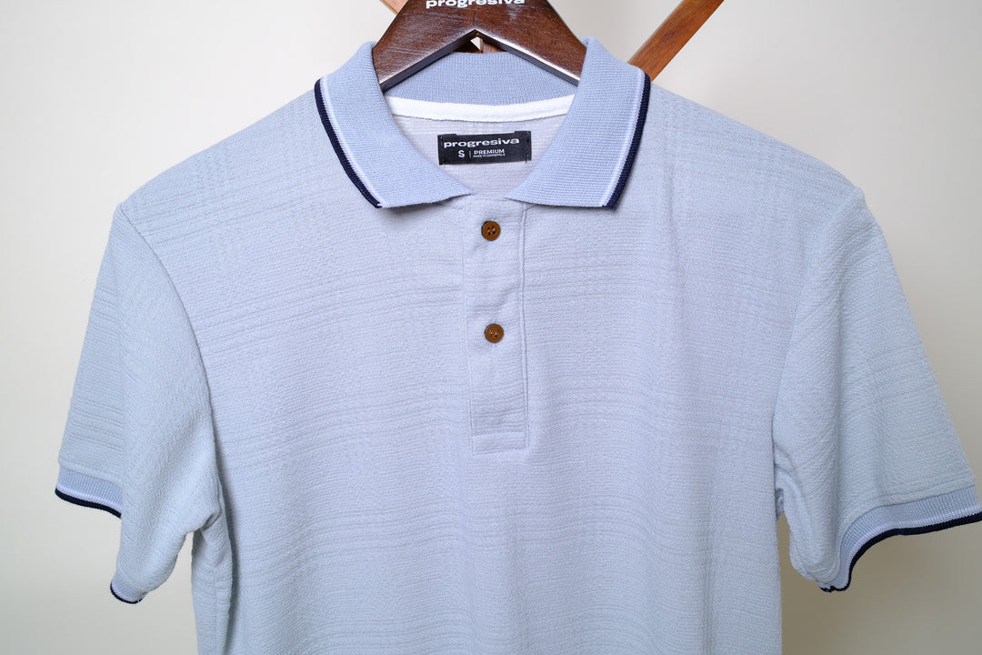 Playera Tipo Polo - celeste