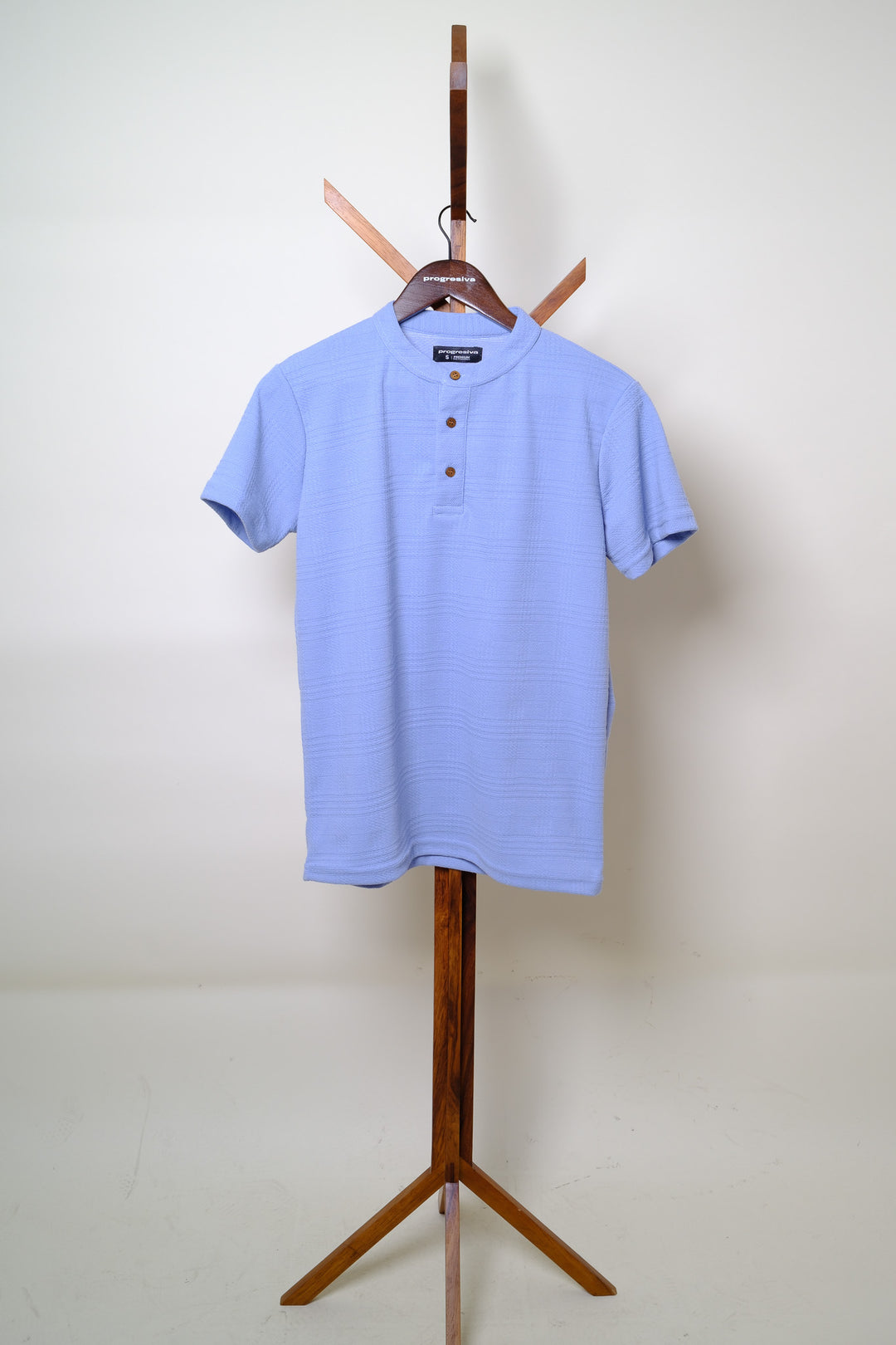 Playera Cuello Chino - Azul Claro