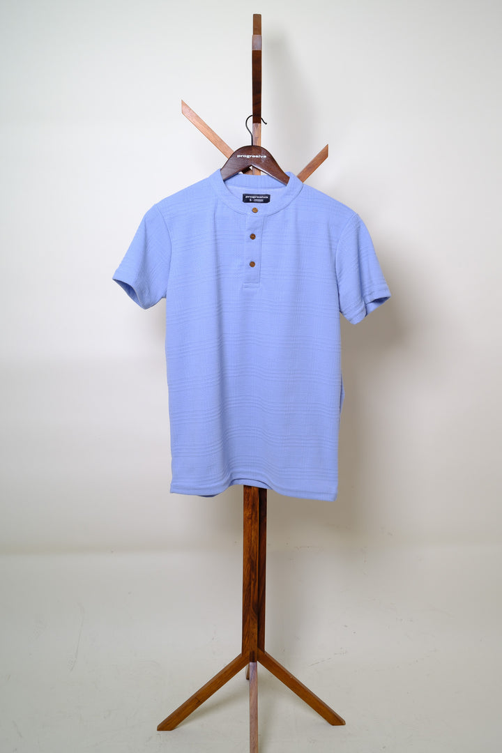 Playera Cuello Chino - Azul Claro