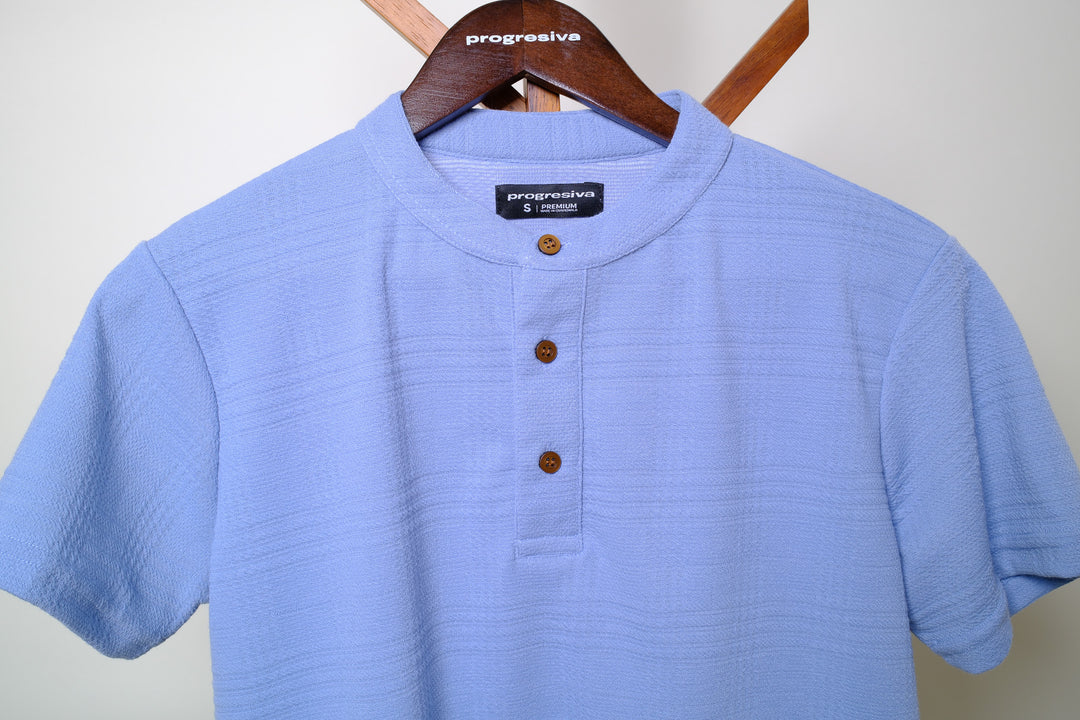 Playera Cuello Chino - Azul Claro