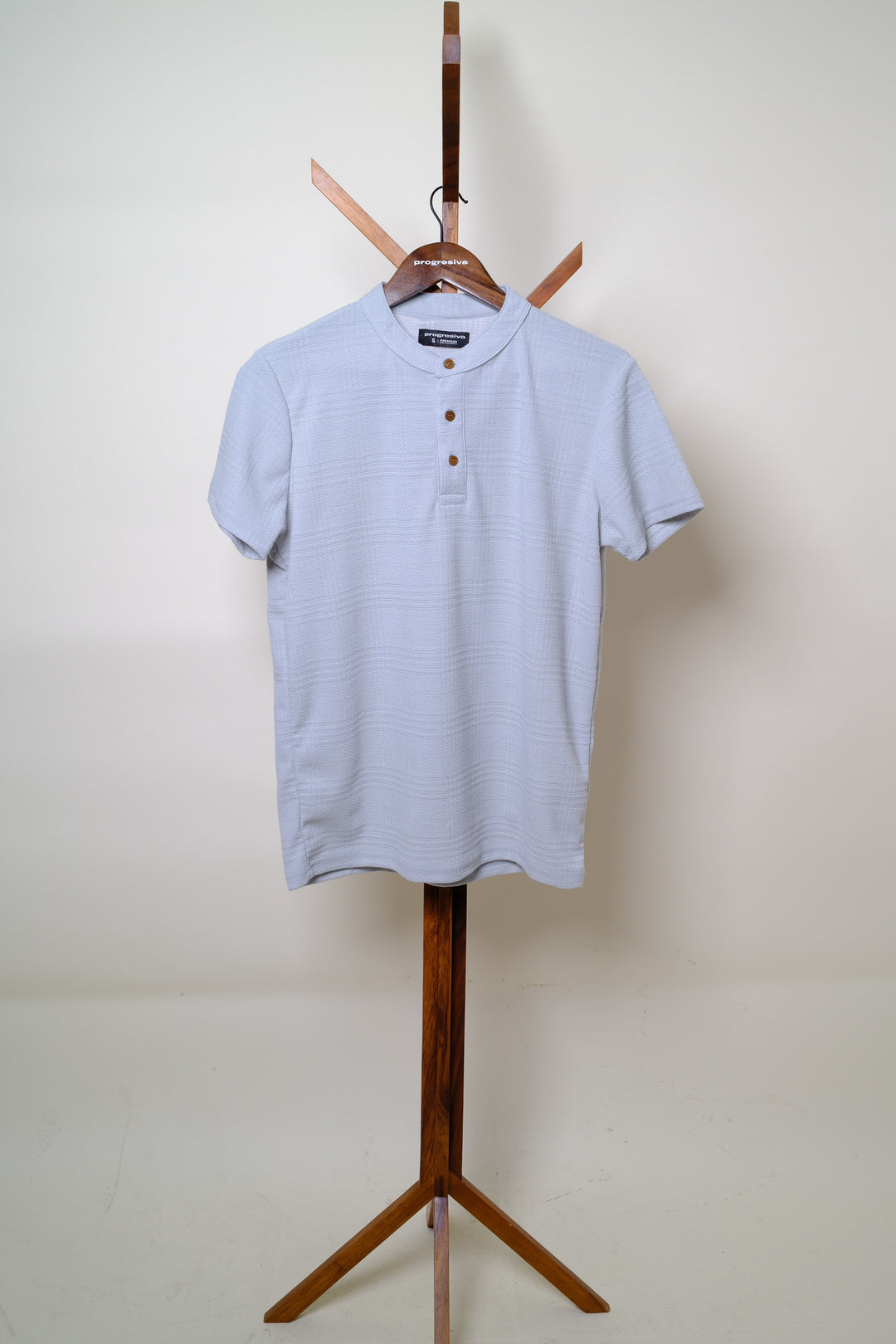 Playera Cuello Chino - celeste