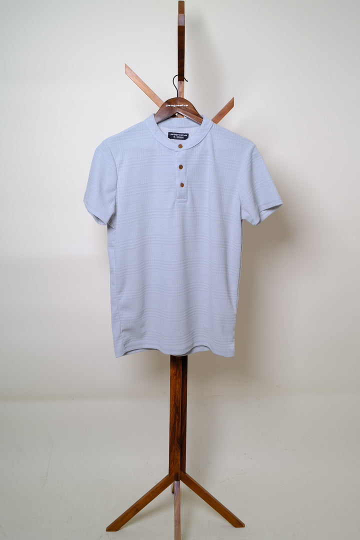 Playera Cuello Chino - celeste