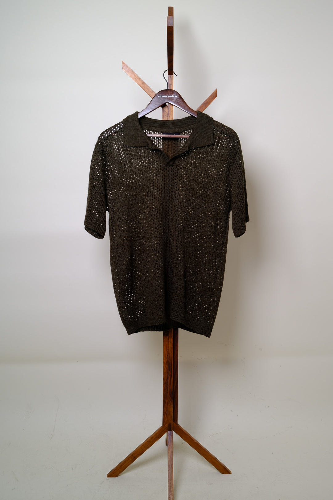 Playera Tipo Polo - Tejida verde olivo