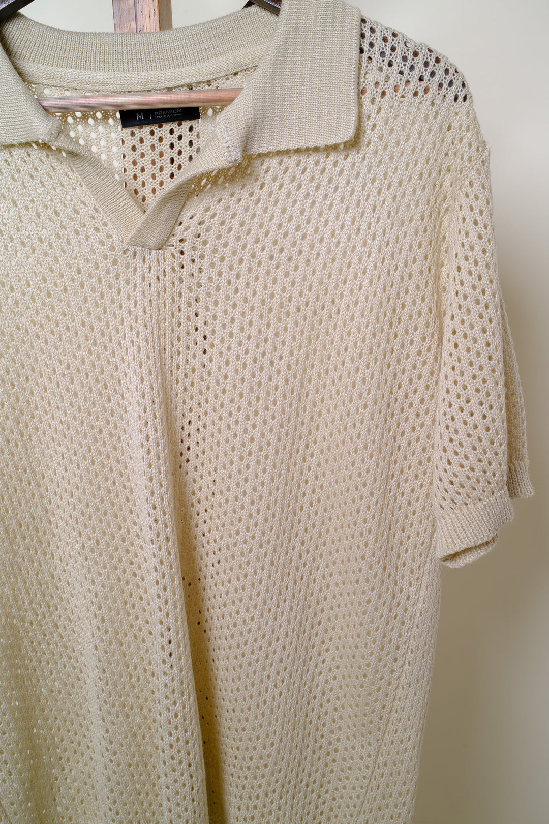Playera Tipo Polo - Tejida  beige