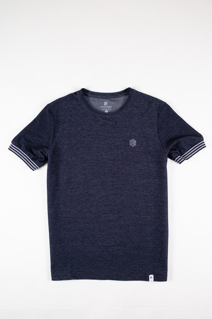 Playera Regular Fit  - azul marino bordado gris