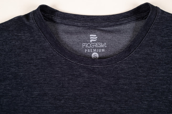 Playera Regular Fit  - azul marino bordado gris