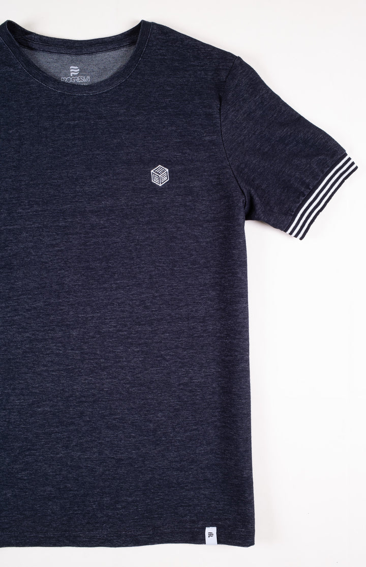 Playera Regular Fit  - azul marino bordado blanco