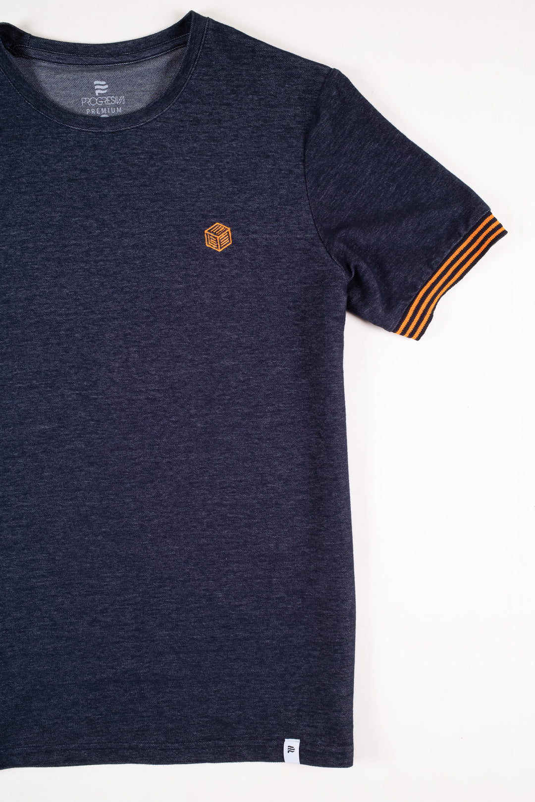 Playera Regular Fit  - azul marino bordado naranja
