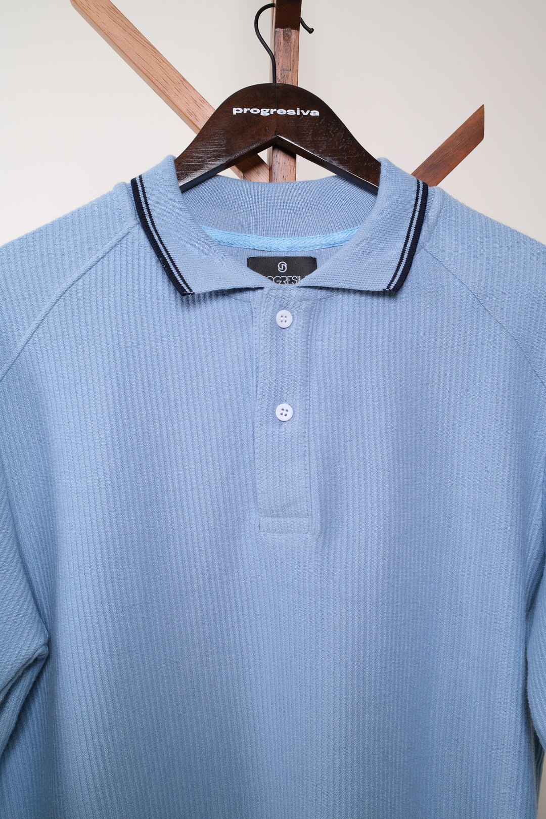 Playera manga larga - regular fit - celeste