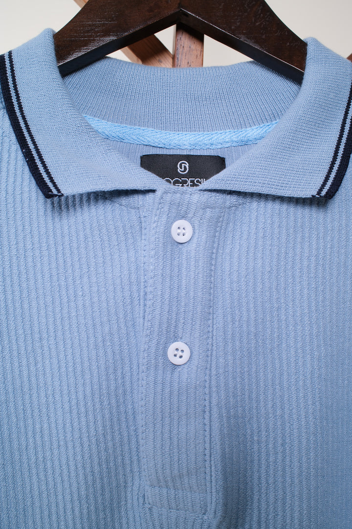 Playera manga larga - regular fit - celeste