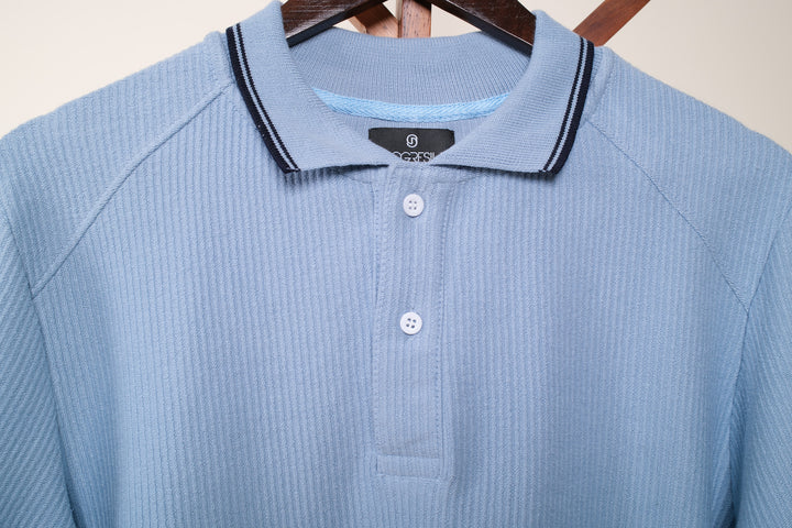 Playera manga larga - regular fit - celeste