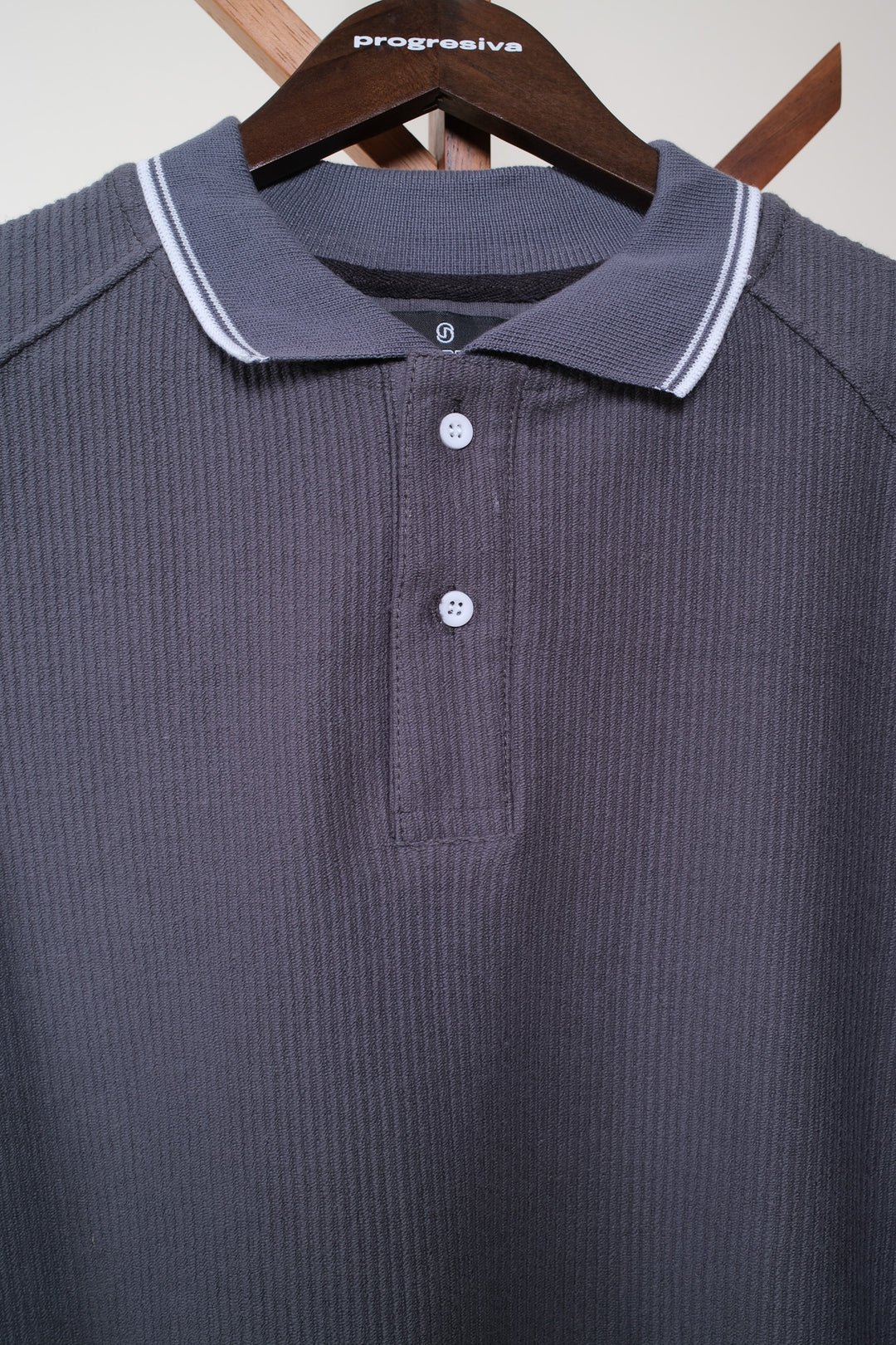 Playera manga larga - regular fit - gris oscuro