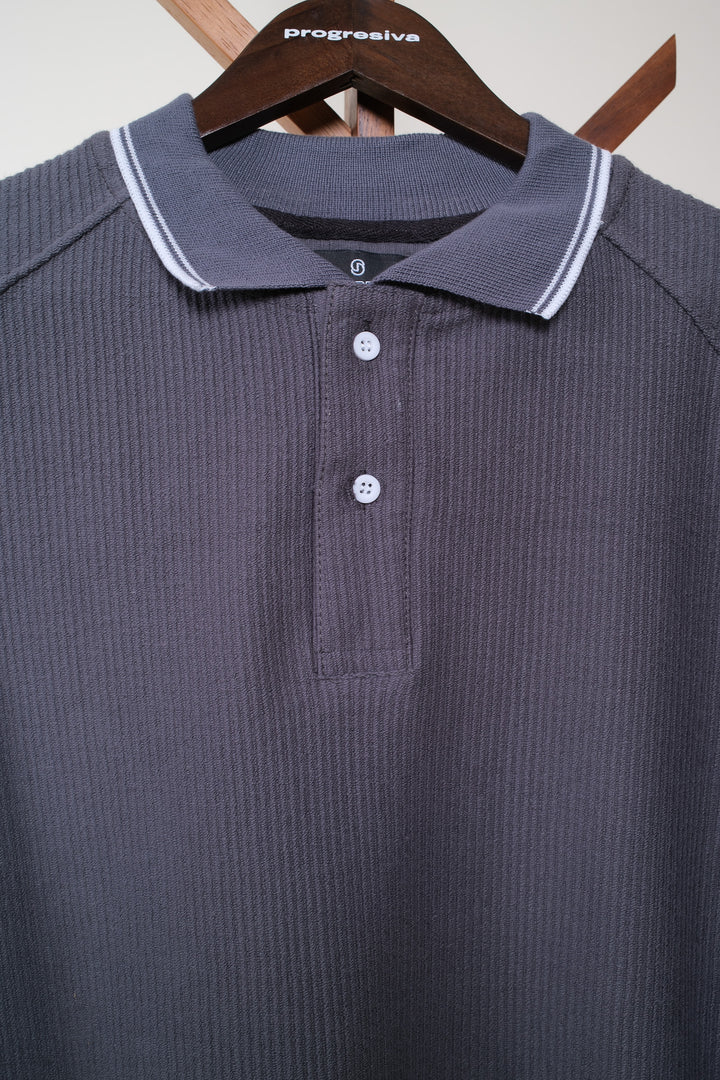 Playera manga larga - regular fit - gris oscuro