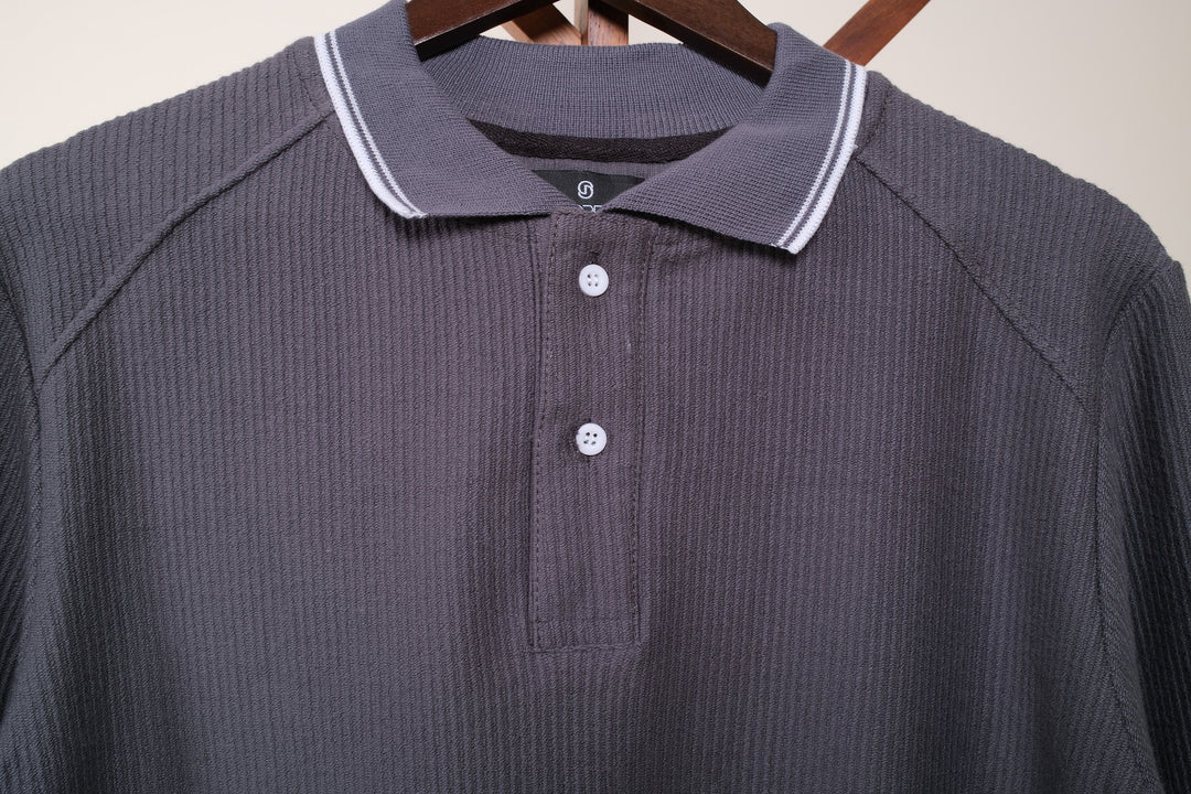 Playera manga larga - regular fit - gris oscuro